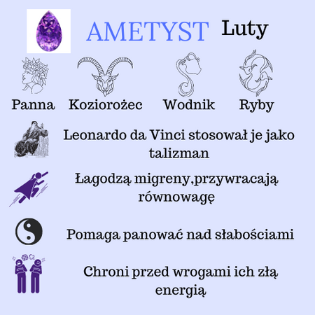 Złote kolczyki  z białego złota oraz Ametystem  2ct szerokość 0,9 cm wysokość 1,0 cm autorska kolekcja ELEGANTE próba 585