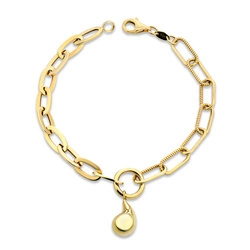 Unikatowa szeroka bransoleta z ozdobną kroplą wykonana z żóltego złota ozdobny splot  , długość 19 cm próba 333