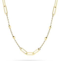 Złoty modowy naszyjnik z grawerowanymi kosteczkami i podłużnymi elementami długość łańcuszka 42-45 cm próba 585