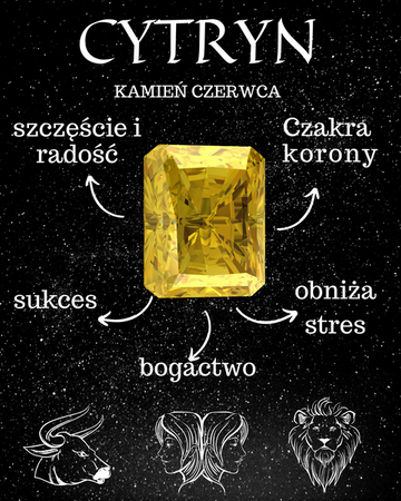 Złote kolczyki "Tears of Face" w kształcie łezki i oktagonu z Cytrynem 1,32 ct  kamieniem pieniędzy i sukcesu  próba 585