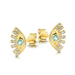 Złote kolczyki na sztyft Oko Proroka z Topazem 