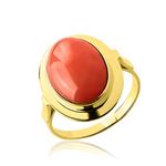  Złoty pierścionek z dużym Koralem 14x10 mm złoto 585