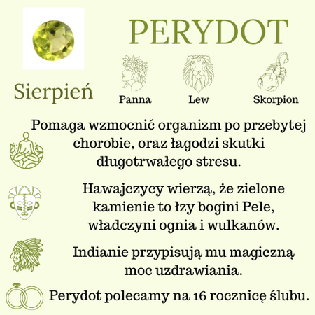 Złoty pierścionek z naturalnym Perydotem i cyrkoniami
