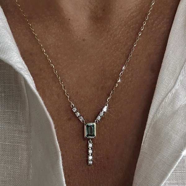 Złoty naszyjnik krawatka ze Szmaragdem 0.48 ct kamieniem miłości i młodości długość 42-45 cm i cyrkoniami próba 585 pol_pl_Zloty-naszyjnik-krawatka-ze-Szmaragdem-0-48-ct-kamieniem-milosci-i-mlodosci-dlugosc-42-45-cm-i-cyrkoniami-proba-585-1161_4