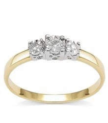 Złoty klasyczny pierścionek Vittoria z trzema brylantami  0,09 ct