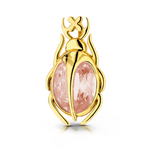 Magiczny złoty Skarabeusz  z Kwarcem Różowym kamieniem miłości 