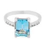 Złoty pierścionek Megan w białym złocie z naturalnym Topazem 4 ct i cyrkoniami 