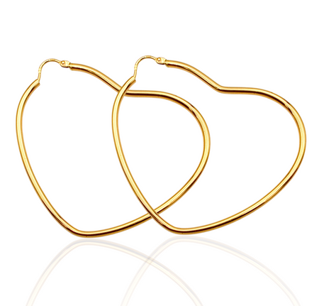 Duże kolczyki serca ze złota próba 585
