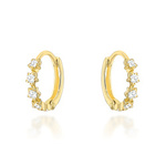 Złote kolczyki kółka z cyrkoniami średnica 10 mm  próba 585