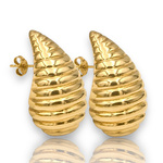 Duże modowe kolczyki krople / ule na sztyft złoto 585 