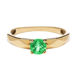 Złoty pierścionek Katana Ring z naturalnym Szmaragdem 0,48 ct