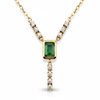 Złoty naszyjnik krawatka ze Szmaragdem 0.48 ct kamieniem miłości i młodości długość 42-45 cm i cyrkoniami próba 585