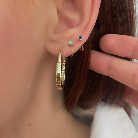 Złoty kolczyk kółeczko do piercingu z Topazem 2 mm próba 585