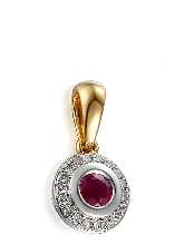 Złota zawieszka z brylantami i Rubinem