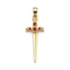 Złota zawieszka Miecz „Ataraxia” z Rubinami kamieniem miłości i namiętności