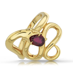 Złoty pierścionek żmija z naturalnym Rubinem kamieniem miłości i namiętności 0,8 ct złoto 585