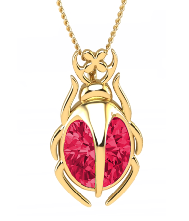  Magiczny Skarabeusz z Rubinem kamieniem miłości 4,26 ct  wymiary 2,1 x1,2 cm  złoto próba 585