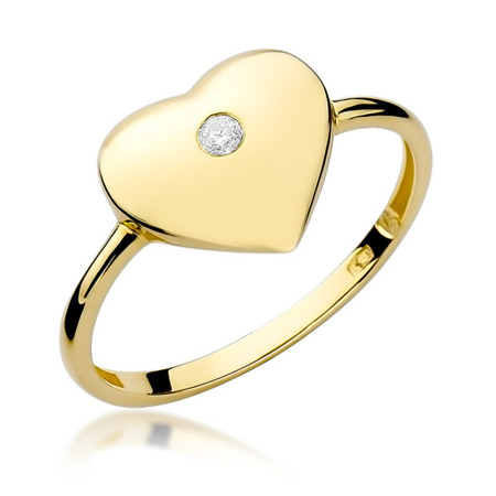 Złoty pierścionek Simple Love z brylancikiem 0,03 ct